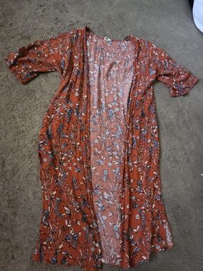 Floral Rust Orange Women’s Duster Dress